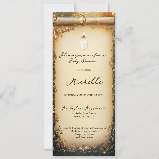 Schattige grillig betoverd bos scroll Baby shower Kaart (Voorkant)