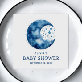 Schattige grillig blauw maan hemels baby shower servet