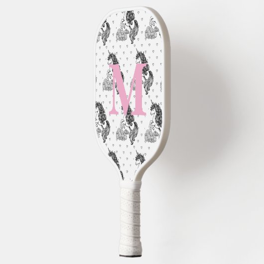 Schattige grillig eenhoornpatroon Kinder monogram Pickleball Paddle (Links)
