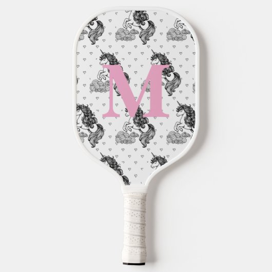 Schattige grillig eenhoornpatroon Kinder monogram Pickleball Paddle (Achterkant)
