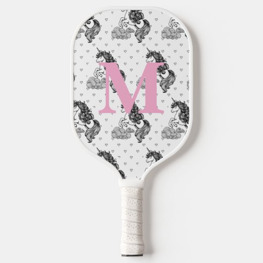 Schattige grillig eenhoornpatroon Kinder monogram Pickleball Paddle (Voorkant)