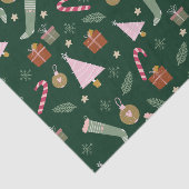 Schattige grillig groen roze wintervakantiepatroon tissuepapier (Detail)