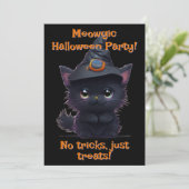 Schattige grillig Halloween magisch zwart kattenfe Kaart (Staand voorkant)