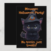 Schattige grillig Halloween magisch zwart kattenfe Kaart (Voorkant / Achterkant)