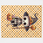 Schattige, grillig Halloweenskelet Fleece Deken (Voorkant (Horizontaal))