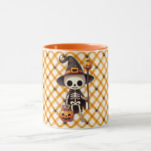 Schattige, grillig Halloweenskelet Mok