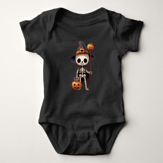 Schattige, grillig Halloweenskelet Romper (Voorkant)