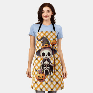 Schattige, grillig Halloweenskelet Schort
