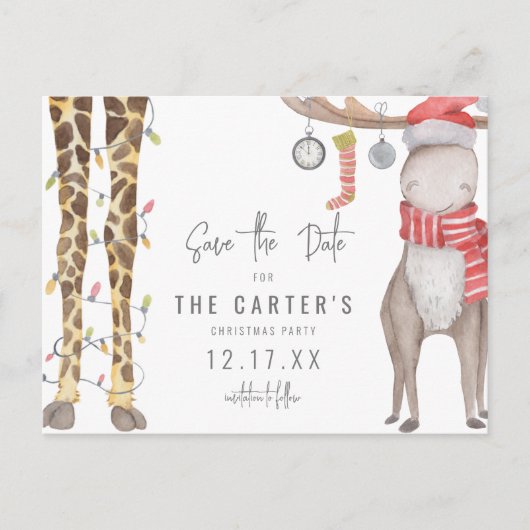 Schattige grillig kerstfeest Save the Date Aankondigingskaart (Voorkant)