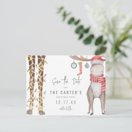 Schattige grillig kerstfeest Save the Date Aankondigingskaart (Staand voorkant)