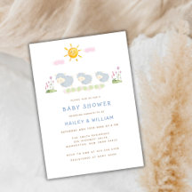 Schattige grillig klein schapenschaap Baby shower