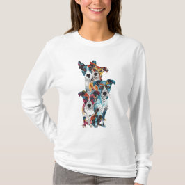 Schattige grillig kleurrijk folk art dog T-shirt