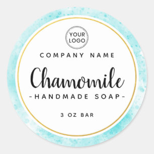 Schattige grillig lettertype blauw waterverf produ ronde sticker