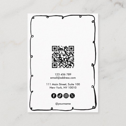 Schattige grillig Lijst Voeg zakelijke Logo QR-cod Visitekaartje (Achterkant)