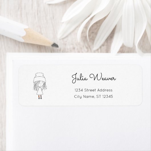 Schattige grillig meisje oneven Sokken Pet Cartoon Etiket (Insitu)