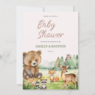 Schattige grillig neutraal bos Dier Baby shower Kaart