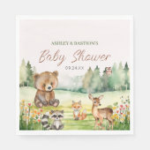 Schattige grillig neutraal bos Dier Baby shower Servet (Voorkant)