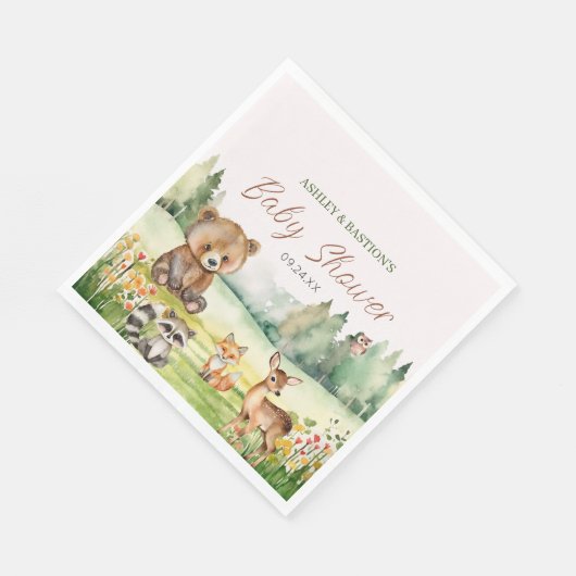 Schattige grillig neutraal bos Dier Baby shower Servet (Hoek)