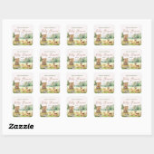 Schattige grillig neutraal bos Dier Baby shower Vierkante Sticker (Vel)