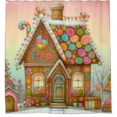 Schattige, grillig peperkoekhuis douchegordijn (Voorkant)