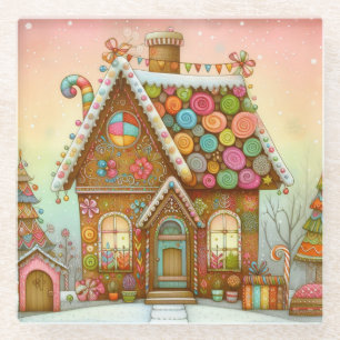 Schattige, grillig peperkoekhuis glazen onderzetter