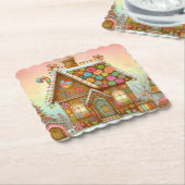 Schattige, grillig peperkoekhuis kartonnen onderzetters (Gebogen)