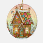 Schattige, grillig peperkoekhuis keramisch ornament (Links)