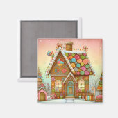 Schattige, grillig peperkoekhuis magneet (Voorkant / Achterkant)