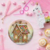 Schattige, grillig peperkoekhuis papieren bordje (Feest)