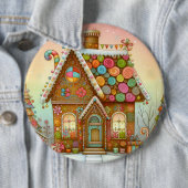 Schattige, grillig peperkoekhuis ronde button 6,0 cm (In situ)