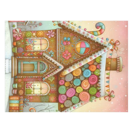 Schattige, grillig peperkoekhuis tafelkleed (Voorkant (Horizontaal))