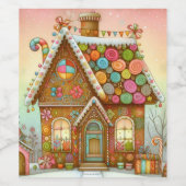 Schattige, grillig peperkoekhuis wijn etiket (Enkel label)