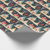 Schattige grillig plezier & feestelijk kerstdorp cadeaupapier (Hoek)