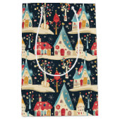 Schattige grillig plezier & feestelijk kerstdorp medium cadeauzakje (Voorkant)