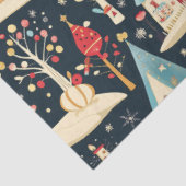 Schattige grillig plezier & feestelijk kerstdorp tissuepapier (Detail)