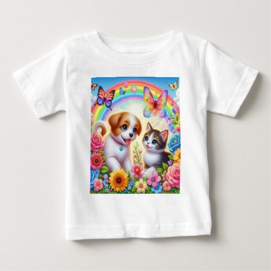 Schattige/grillig puppy/kitten regenboog (Voorkant)