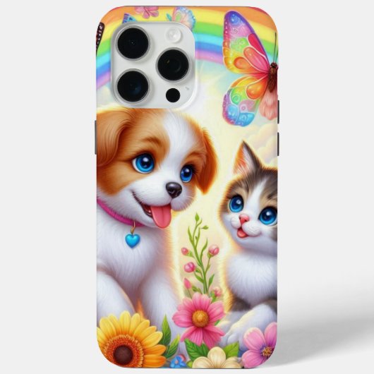 Schattige/grillig puppy/kitten regenboog Case-Mate iPhone case (Achterkant)