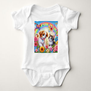 Schattige/grillig puppy/kitten regenboog romper