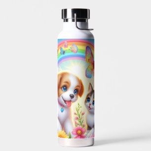 Schattige/grillig puppy/kitten regenboog waterfles