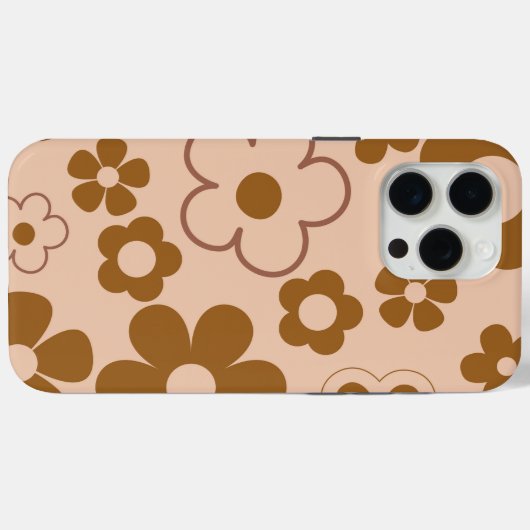 Schattige grillig retro bruin bloemenpatroon Case-Mate iPhone case (Achterkant (horizontaal))