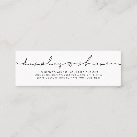 Schattige grillig script Display douchekaart invoe Mini Visitekaartje (Voorkant)