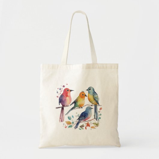 Schattige grillig vogelontwerp canvas tas (Voorkant)
