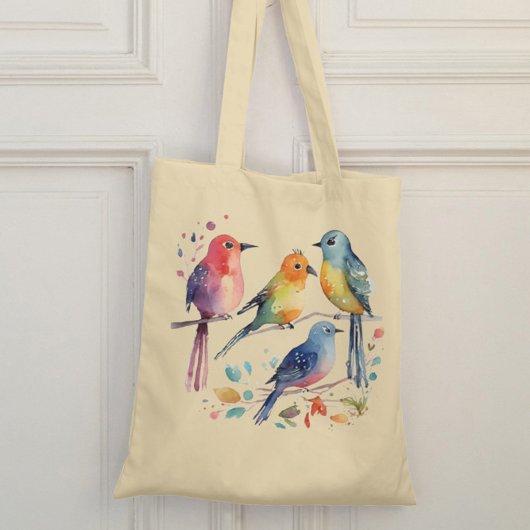 Schattige grillig vogelontwerp canvas tas