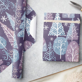 Schattige grillig winterbos, kerst cadeaupapier