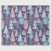 Schattige grillig winterbos, kerst cadeaupapier (Vlak)