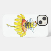 Schattige grillige bij op een bloem iPhone hoesje (Achterkant horizontaal)