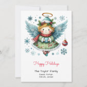 Schattige grillige engelillustratie Happy Feestdagenkaart (Voorkant)