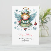 Schattige grillige engelillustratie Happy Feestdagenkaart (Staand voorkant)