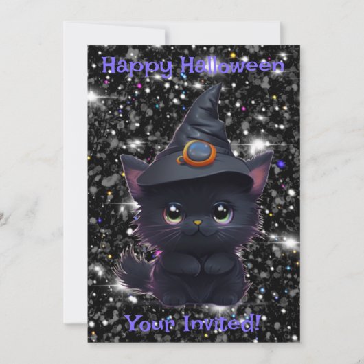Schattige grillige Halloween zwarte kat Kaart (Voorkant)