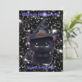 Schattige grillige Halloween zwarte kat Kaart (Staand voorkant)